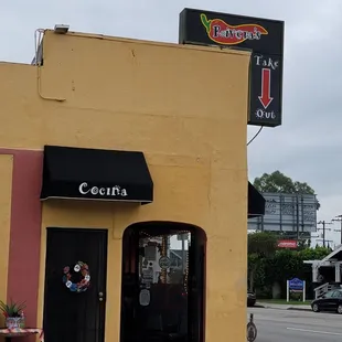 the entrance to the restaurant