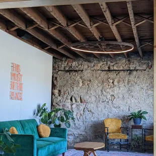 a living room with a couch and a coffee table