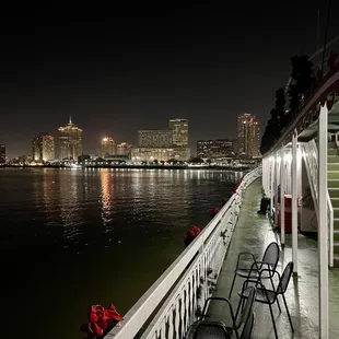 City of New Orleans Riverboat with the city of New Orleans in the background.