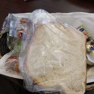 Complimentary bread basket with meals.