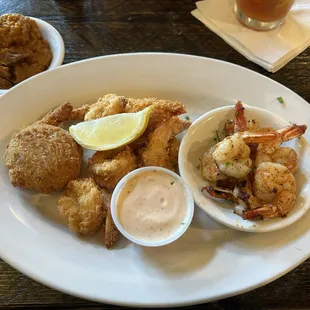 Shrimp Trinity with a side of Sweet Potato Mash