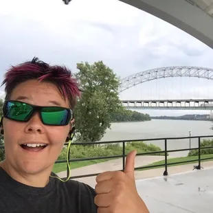 View of the Sherman Minton Bridge and the Ohio a river from the amphitheater stage!