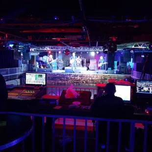 a band performing on stage