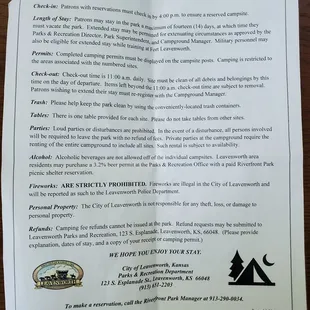 Park fees and policies, page 2