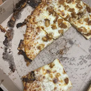 Burnt pizza. Not typical riverfront standard