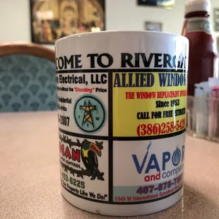 Coffee mug with ads