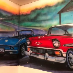 Men's bathroom wall art