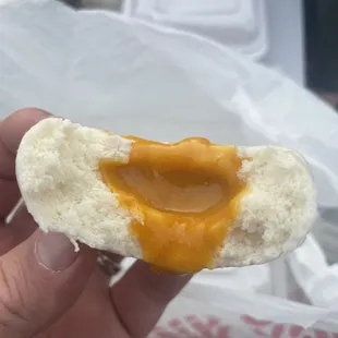 Inside the sweet bun, also delicious.
