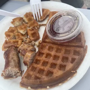 Waffle and chicken sausage combo $10