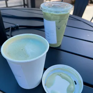 lavender oat latte, lavender oat matcha