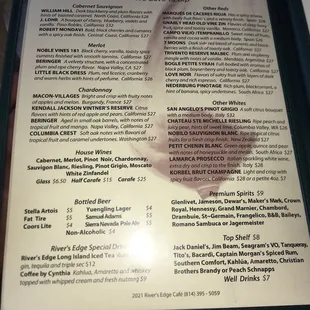 Drink menu