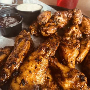Honey Barbecue Wings dipped and grilled W a side of ranch