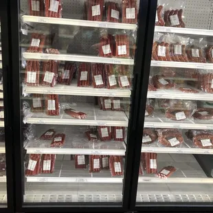 a display of meat products