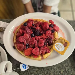 Waffle with berries.