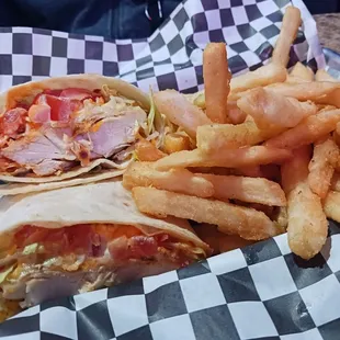 Buffalo Chicken Wrap with French fries