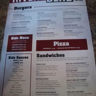 Back of the menu.