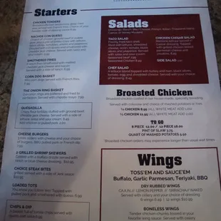 Front of the menu.