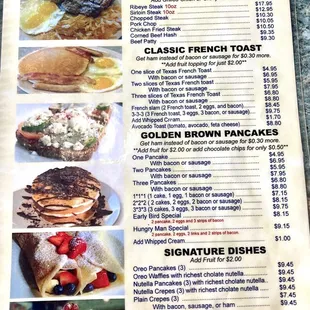 breakfast menu