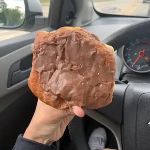 Custard filled Bismarck- huge donut