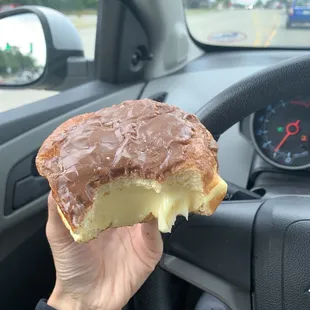 Inside of Bismarck- filled with delicious custard