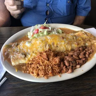 Beef and bean burrito $7.50