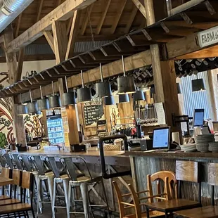 the bar and dining area