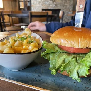 Maple Burger and Mac and Cheese