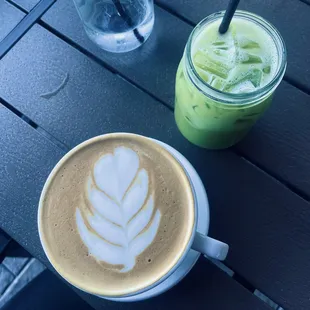 Vanilla latte, matcha