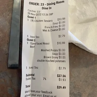 Total for two people