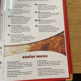 Senior menu