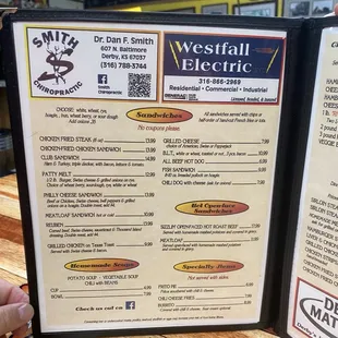 Sandwich Menu