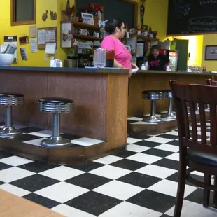 There is bar seating like old time diners