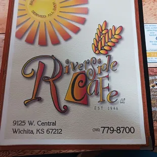 Menu cover