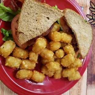 BLT on wheat with tots