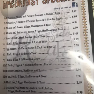 menu