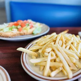 Chicken Sub Deluxe and Fries