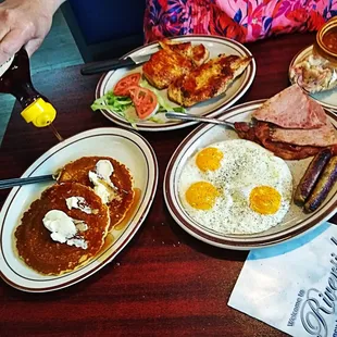 a woman eating breakfast