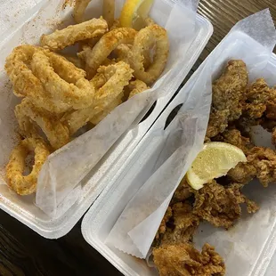 Calamari and fried oyster