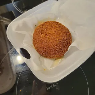 "Crab Cake"   Nothing but a large deviled crab.