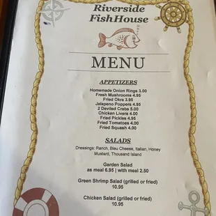 Appetizer menu