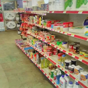 Cleaning supplies and food