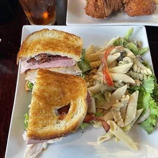 Club sandwich with a tropical tea