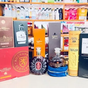 a selection of liquors in a store