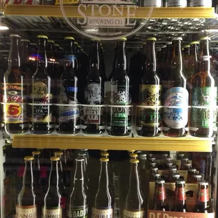 a display of various types of beer