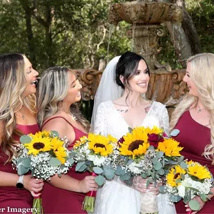 Bridal bouquet bridesmaid sunflower