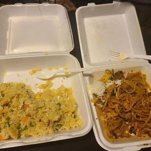 These were our leftovers as the fried rice was bland and my Mongolian grill did not fit my specifications.