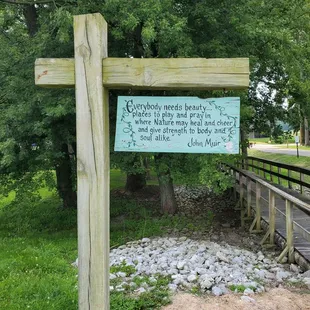 Sign near the stairs