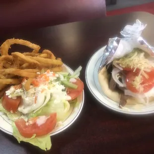 Gyro Plate w/ Greek Salad &amp; Onion Rings