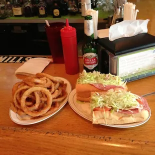 Large Italian sub &amp; small onion rings