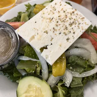 Stuffed Shrimp with Small Greek Salad Platter, forgot to take a picture of the stuffed shrimp, but this is a huge small salad